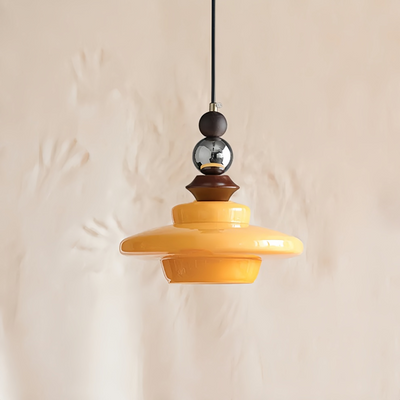 Medieval-Style Beige Glass Pendant Light – Elegant Dining Room Chandelier