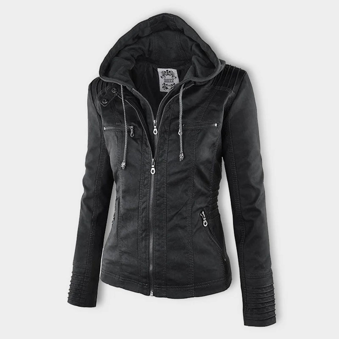 Men’s PU Leather Jacket with Hood – Stylish & Warm for Fall and Winter