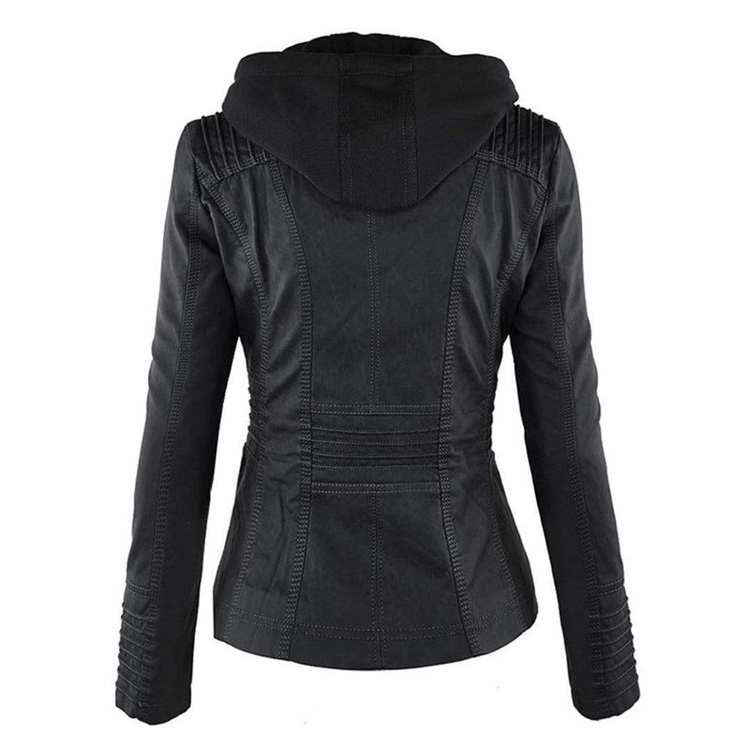 Men’s PU Leather Jacket with Hood – Stylish & Warm for Fall and Winter