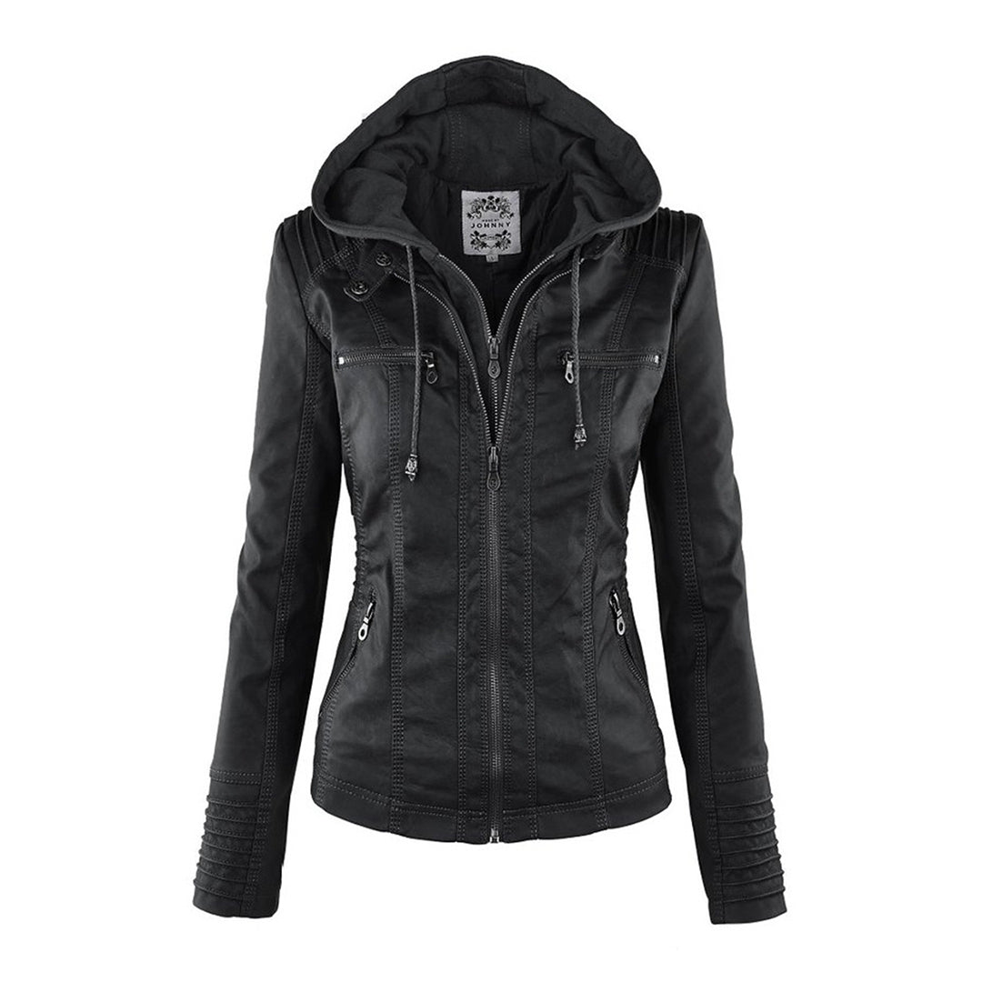 Men’s PU Leather Jacket with Hood – Stylish & Warm for Fall and Winter