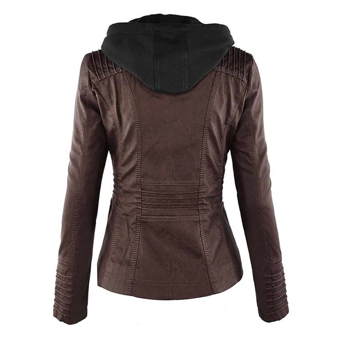Men’s PU Leather Jacket with Hood – Stylish & Warm for Fall and Winter