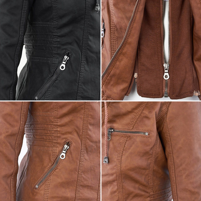Men’s PU Leather Jacket with Hood – Stylish & Warm for Fall and Winter