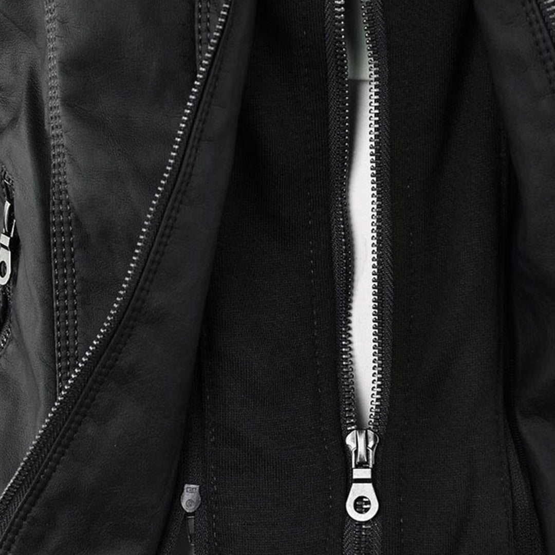 Men’s PU Leather Jacket with Hood – Stylish & Warm for Fall and Winter