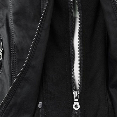 Men’s PU Leather Jacket with Hood – Stylish & Warm for Fall and Winter