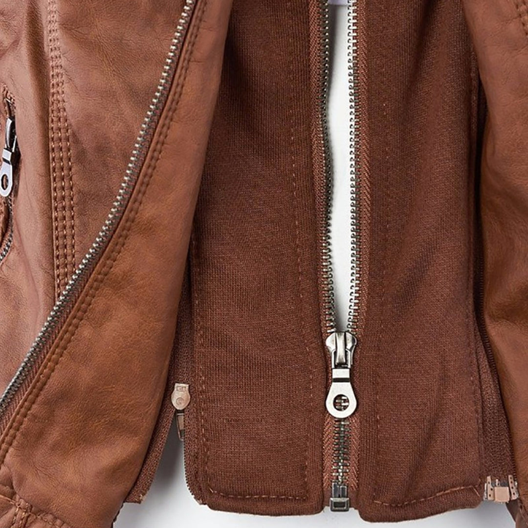 Men’s PU Leather Jacket with Hood – Stylish & Warm for Fall and Winter