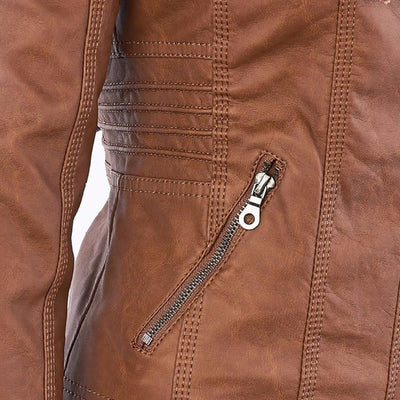 Men’s PU Leather Jacket with Hood – Stylish & Warm for Fall and Winter