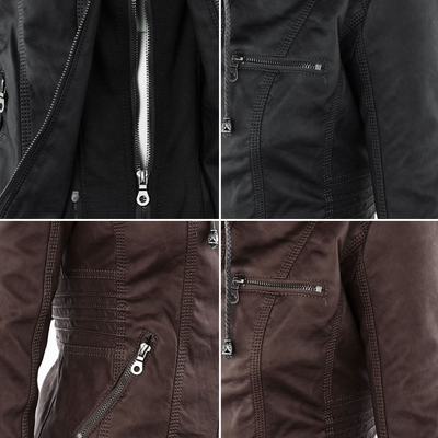 Men’s PU Leather Jacket with Hood – Stylish & Warm for Fall and Winter