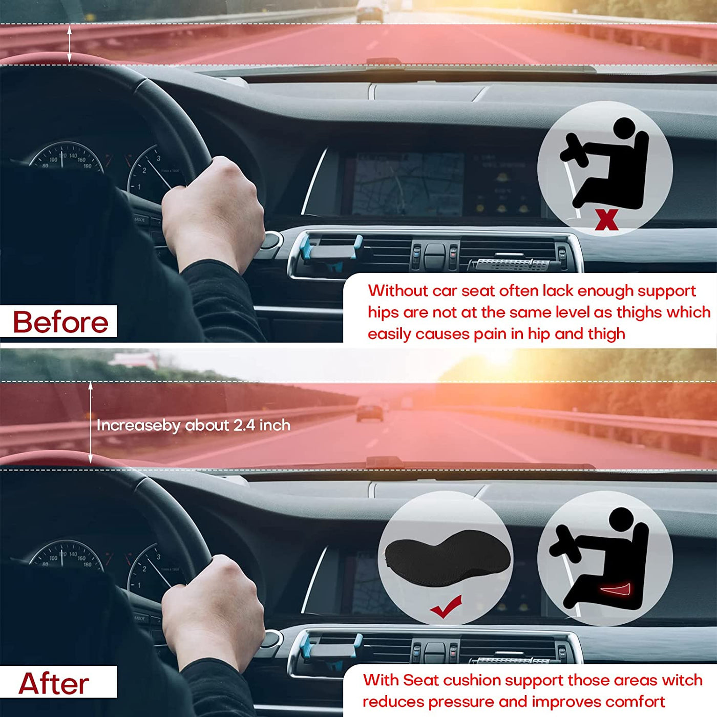 Ergonomic Car Seat Booster Cushion