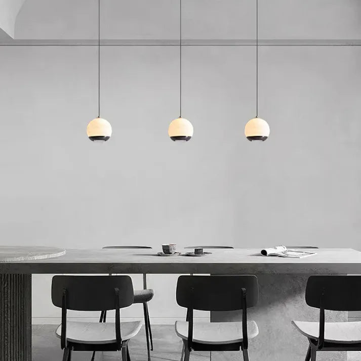Nordic Alabaster Globe Pendant Light – Elegant Marble Hanging Lamp