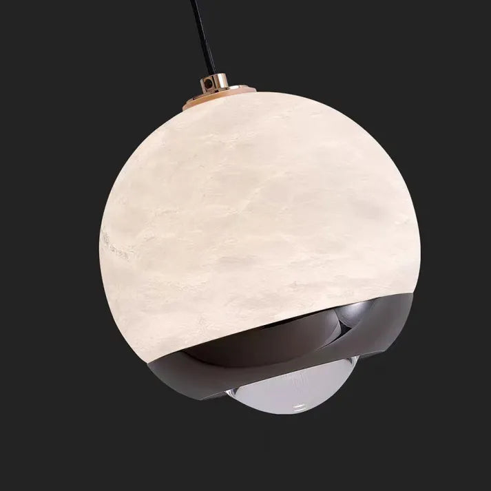 Nordic Alabaster Globe Pendant Light – Elegant Marble Hanging Lamp