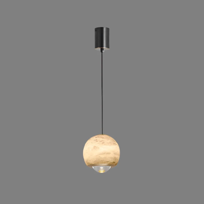 Nordic Alabaster Globe Pendant Light – Elegant Marble Hanging Lamp