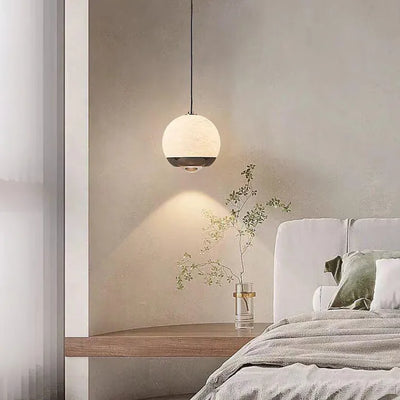 Nordic Alabaster Globe Pendant Light – Elegant Marble Hanging Lamp