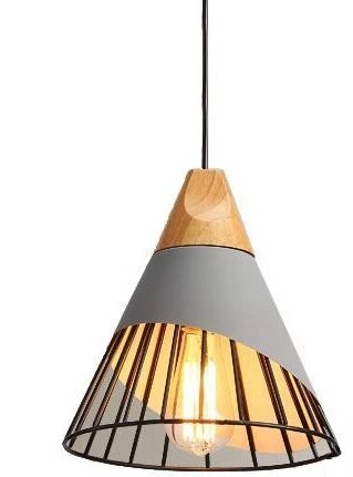 Hunaroglo LED Pendant Light – Modern Hanging Lamp (E27, Iron & Wood, 25cm x 35cm, 85-260V)