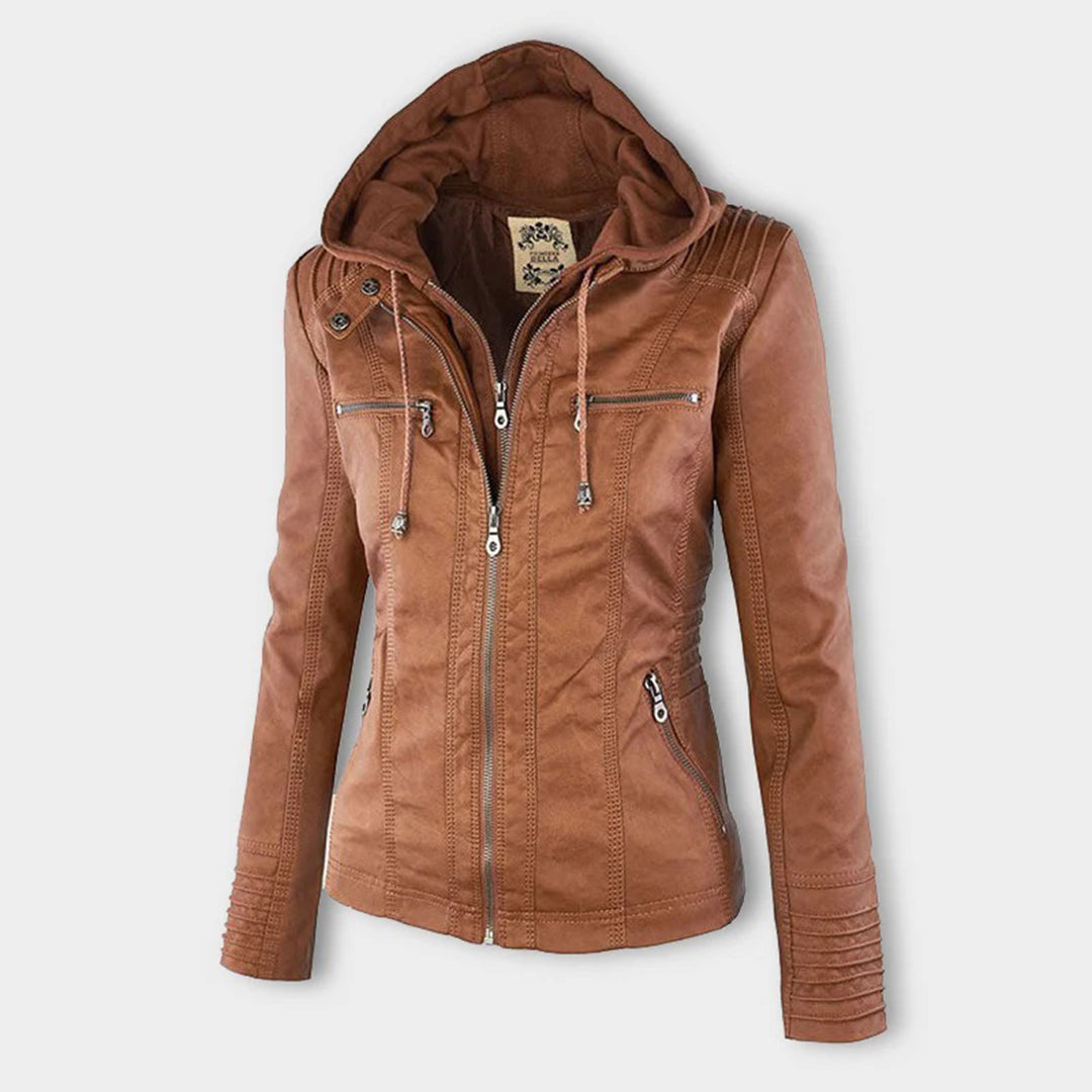 Men’s PU Leather Jacket with Hood – Stylish & Warm for Fall and Winter