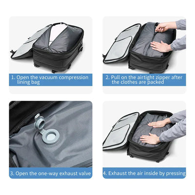 17" Vacuum Compression Backpack – Expandable, Waterproof & Secure