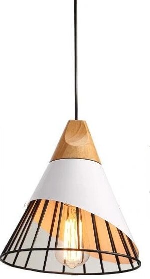 Hunaroglo LED Pendant Light – Modern Hanging Lamp (E27, Iron & Wood, 25cm x 35cm, 85-260V)
