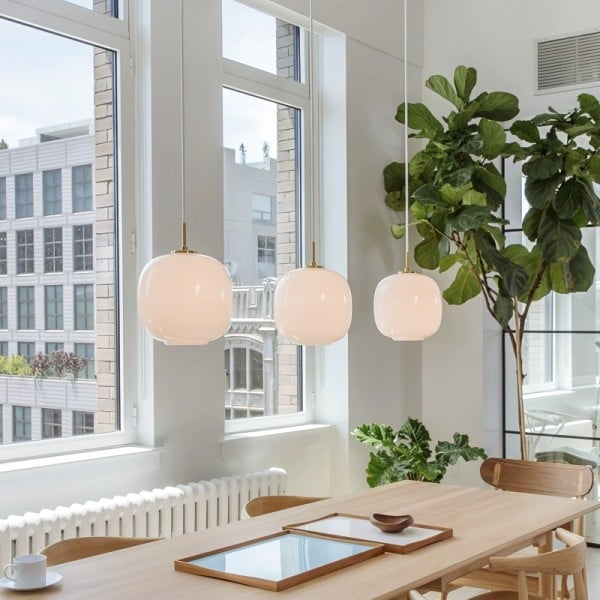 Nordic Opal Glass Pendant Light – Elegant Lantern Design for Soft Ambience