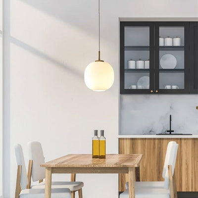 Nordic Opal Glass Pendant Light – Elegant Lantern Design for Soft Ambience