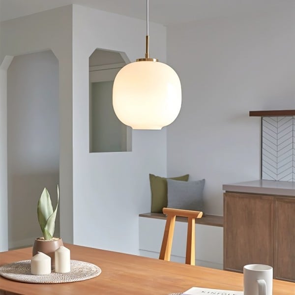 Nordic Opal Glass Pendant Light – Elegant Lantern Design for Soft Ambience