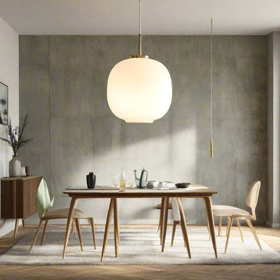 Nordic Opal Glass Pendant Light – Elegant Lantern Design for Soft Ambience