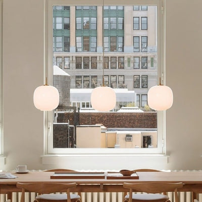 Nordic Opal Glass Pendant Light – Elegant Lantern Design for Soft Ambience
