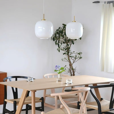 Nordic Opal Glass Pendant Light – Elegant Lantern Design for Soft Ambience