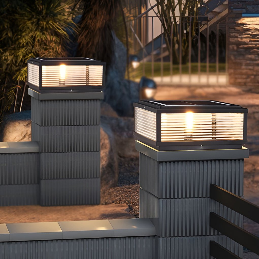 Modern LED Outdoor Pillar Light – Elegant Black Design with Hardwired & Solar Options
