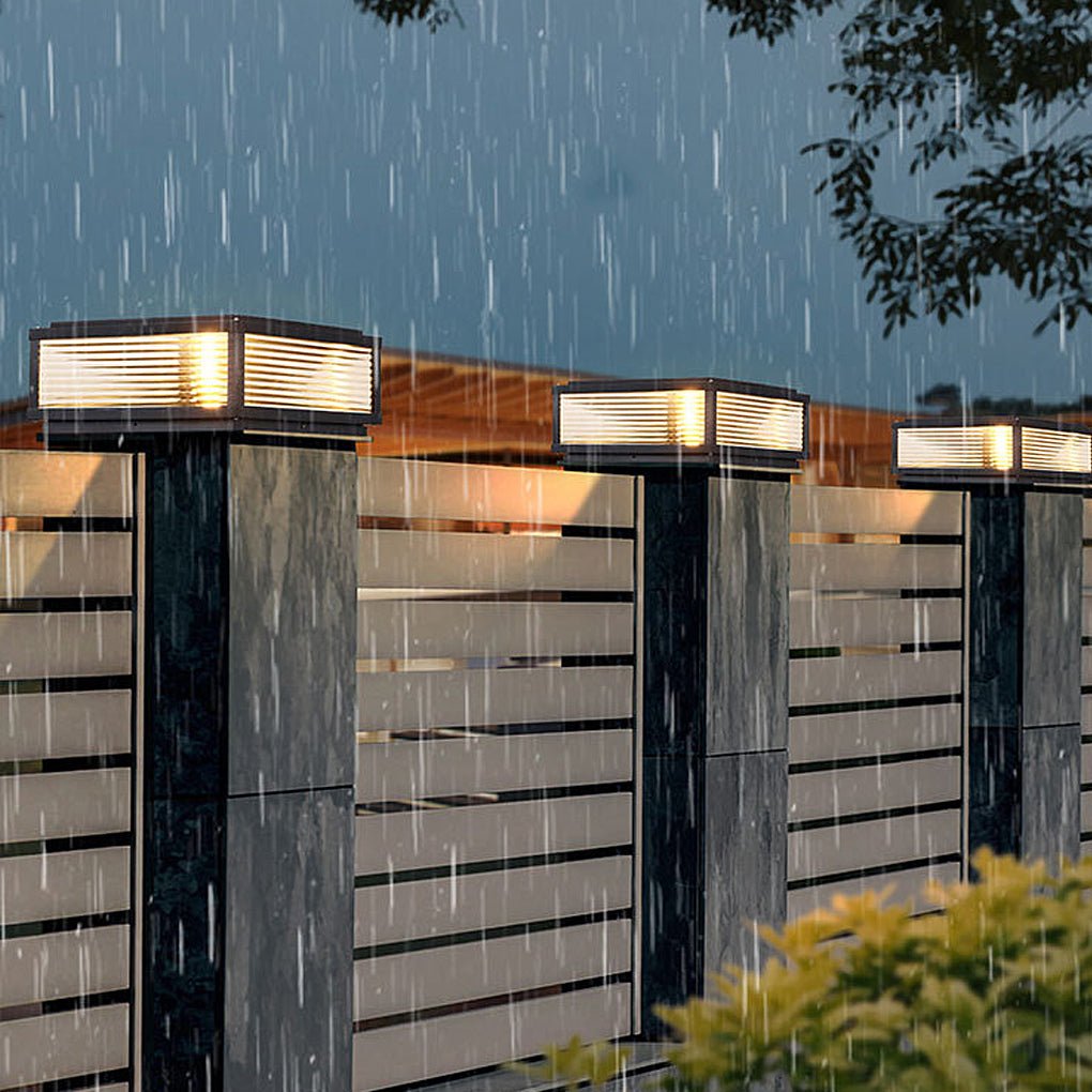 Modern LED Outdoor Pillar Light – Elegant Black Design with Hardwired & Solar Options