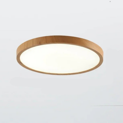 Ultrathin Circular Ceiling Light – Sleek Walnut-Effect LED for a Modern Home