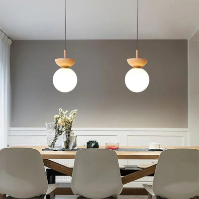 Nordic Half-Wood Pendant Light – Minimalist Scandinavian Elegance