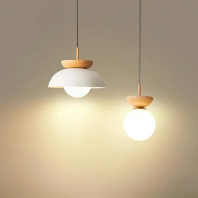 Nordic Half-Wood Pendant Light – Minimalist Scandinavian Elegance