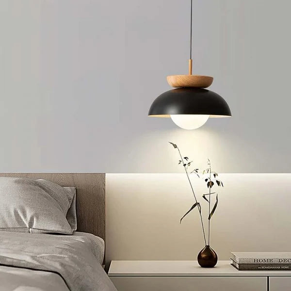 Nordic Half-Wood Pendant Light – Minimalist Scandinavian Elegance