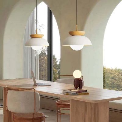 Nordic Half-Wood Pendant Light – Minimalist Scandinavian Elegance