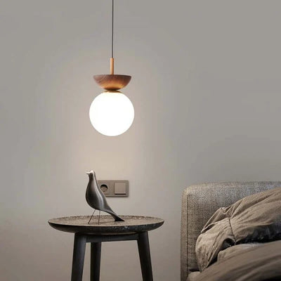 Nordic Half-Wood Pendant Light – Minimalist Scandinavian Elegance