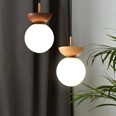 Nordic Half-Wood Pendant Light – Minimalist Scandinavian Elegance