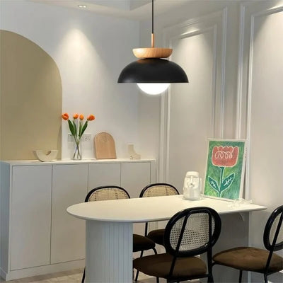 Nordic Half-Wood Pendant Light – Minimalist Scandinavian Elegance