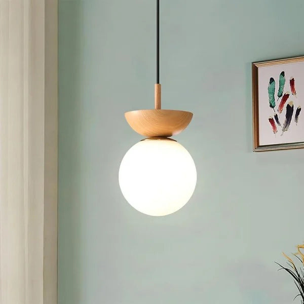Nordic Half-Wood Pendant Light – Minimalist Scandinavian Elegance