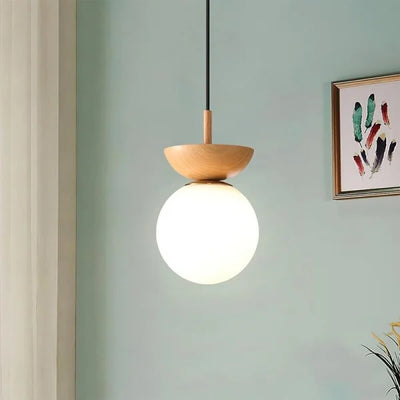 Nordic Half-Wood Pendant Light – Minimalist Scandinavian Elegance