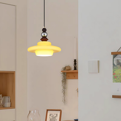 Medieval-Style Beige Glass Pendant Light – Elegant Dining Room Chandelier