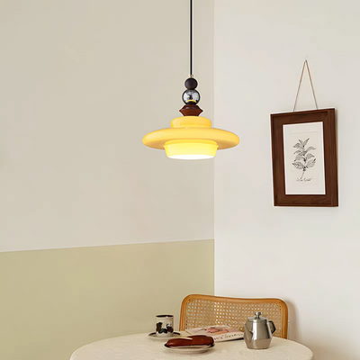 Medieval-Style Beige Glass Pendant Light – Elegant Dining Room Chandelier